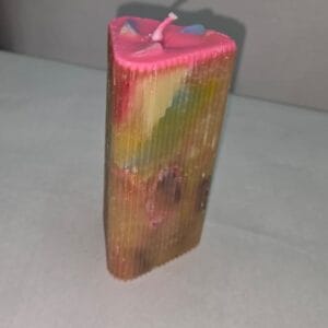 Mosaic Multi Color Triangle Stripped Long Pillar Candle