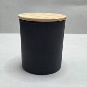 Handcrafted Black Wooden Lid Glass Jar Candle with matte lid